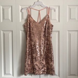 Rose gold sequin dress